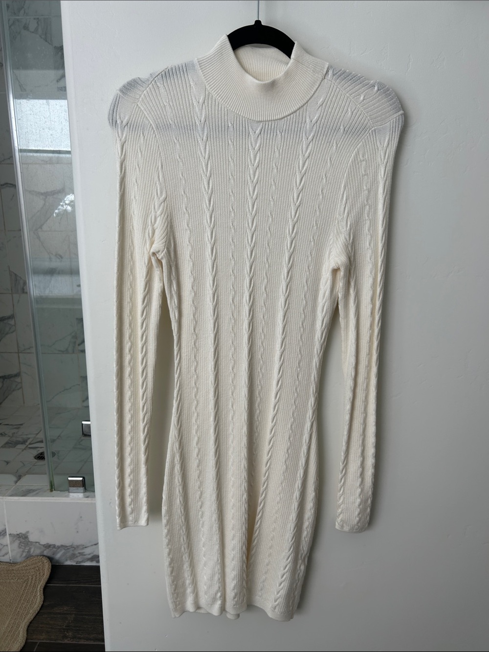 Abercrombie Women’s Cable Knit Turtleneck Sweater Dress - Cream